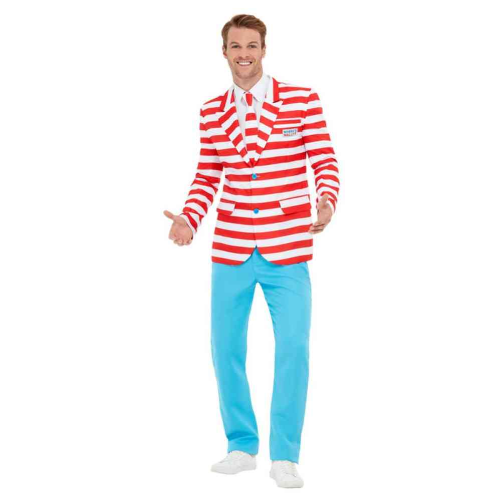 Smiffys Kostuum -L- Where's Wally? Suit Multicolours/Wit
